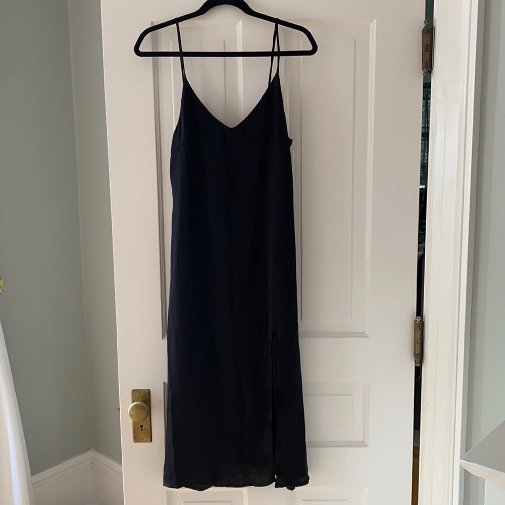 Black Slip Midi Dress with slit